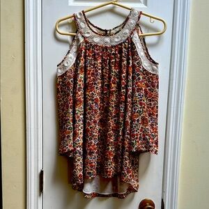 Daniel Rainn Red Asymmetrical Sleeveless Blouse